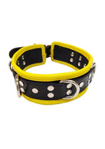 Load image into Gallery viewer, Rouge 5 D Ring Leather Collar - Black/Yellow
