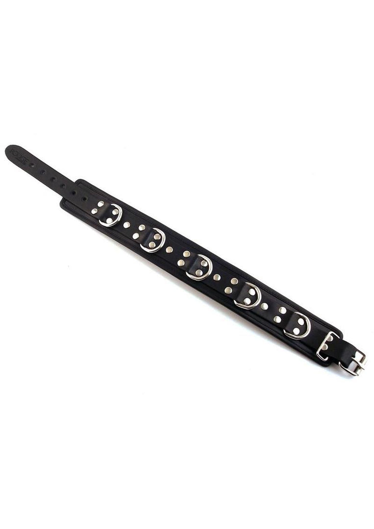 Rouge 5 D Ring Leather Collar - Black