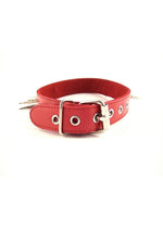 Load image into Gallery viewer, Rouge Adjustable Leather Spiked Collar - Red
