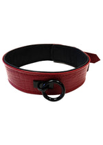 Load image into Gallery viewer, Rouge Anaconda Leather Adjustable Collar 1 Ring - Black/Burgundy/Red
