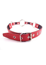 Load image into Gallery viewer, Rouge O Ring Leather Adjustable Mouth Gag - Metal/Red
