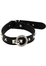 Load image into Gallery viewer, Rouge O Ring Studded Adjustable Leather Collar - Black
