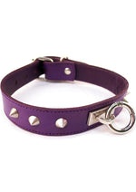 Load image into Gallery viewer, Rouge O Ring Studded Adjustable Leather Collar - Purple
