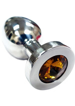 Load image into Gallery viewer, Rouge Smooth Stainless Steel Anal Plug - Medium - Yellow Jewel - Yellow