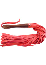 Load image into Gallery viewer, Rouge Wooden Handle Leather Flogger - Red
