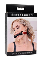 Load image into Gallery viewer, Saffron Silicone Bit Gag - Black/Red
