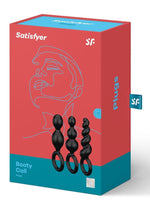 Load image into Gallery viewer, Satisfyer Booty Call Silicone Textured Anal Plugs Black 3 Each - Black - Per Set