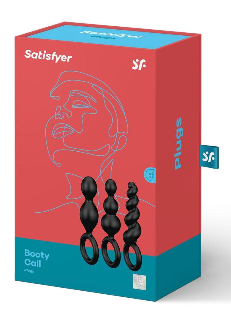 Satisfyer Booty Call Silicone Textured Anal Plugs Black 3 Each - Black - Per Set