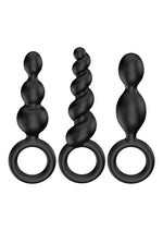 Load image into Gallery viewer, Satisfyer Booty Call Silicone Textured Anal Plugs Black 3 Each
