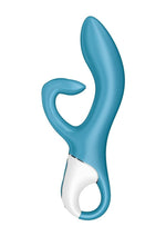 Load image into Gallery viewer, Satisfyer Embrace Me Silicone Rechargeable Vibrator with Clitoral Stimulation - Blue/Turquoise

