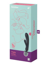 Load image into Gallery viewer, Satisfyer Triple Lover Rechargeable Silicone Rabbit Vibrator - Grey
