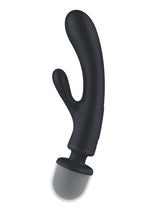 Load image into Gallery viewer, Satisfyer Triple Lover Rechargeable Silicone Rabbit Vibrator - Grey
