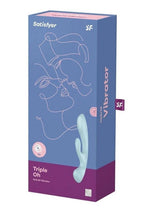 Load image into Gallery viewer, Satisfyer Triple Oh Rechargeable Silicone Dual Stimulating Vibrator - Blue/Light Blue
