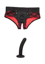 Load image into Gallery viewer, Scandal Crotchless Pegging Panty - Black - Large/XLarge - Set
