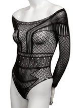 Load image into Gallery viewer, Scandal Off The Shoulder Body Suit - Black - Plus Size/Queen
