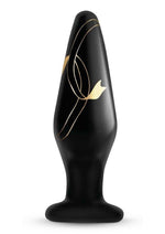 Load image into Gallery viewer, Secret Kisses Handblown Glass Anal Plug - Black/Gold - 4.5in
