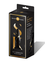 Load image into Gallery viewer, Secret Kisses Handblown Glass Anal Plug - Black/Gold - 4.5in
