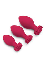 Load image into Gallery viewer, Secret Kisses Rosegasm Butt Bouquet Training Set Silicone Butt Plugs - 3 Piece - Red
