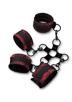 Load image into Gallery viewer, Secret Kisses Rosegasm Hogtie with Satin Blindfold - Black/Red - 5 Piece/Set
