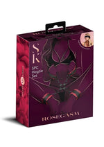 Load image into Gallery viewer, Secret Kisses Rosegasm Hogtie with Satin Blindfold - Black/Red - 5 Piece/Set
