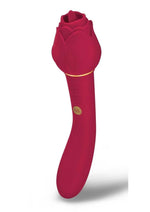 Load image into Gallery viewer, Secret Kisses Rosegasm Lingo Rechargeable Silicone Dual End Vibrator with Clitoral Stimulator - Red
