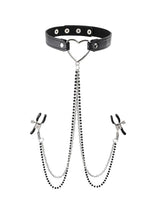 Load image into Gallery viewer, Sex and Mischief Amor Collar with Nipple Clamps - Black/Silver

