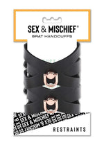 Load image into Gallery viewer, Sex and Mischief Brat Handcuffs - Black/Rose Gold
