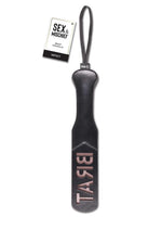 Load image into Gallery viewer, Sex and Mischief Brat Paddle - Black/Rose Gold
