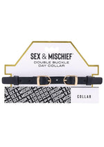 Load image into Gallery viewer, Sex and Mischief Double Buckle Day Collar - Black/Gold

