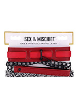 Load image into Gallery viewer, Sex and Mischief Ex&#39;s Andamp; Oh&#39;s Collar and Leash - Black/Red
