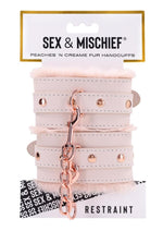 Load image into Gallery viewer, Sex and Mischief Peaches N Creame Fur Handcuffs - Ivory/Rose Gold

