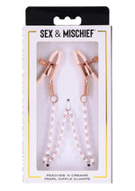 Load image into Gallery viewer, Sex and Mischief Peaches &#39;N Creame Pearl Nipple Clamps - Ivory/Rose Gold
