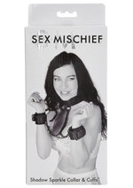 Load image into Gallery viewer, Sex and Mischief Shadow Sparkle Collar and Cuff - Black - Set
