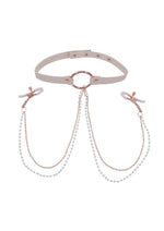 Load image into Gallery viewer, Sex and Miscielf Peaches &#39;N Creame Collar with Nipple Clamps - Ivory/Rose Gold
