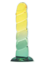 Load image into Gallery viewer, Shades Swirl Dildo with Suction Cup - Green/Mint Green/Yellow - 7.5in

