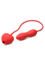 Load image into Gallery viewer, Shegasm Love On Me Rechargeable Silicone Suction Clit Stimulator and Vibrating Egg - Red

