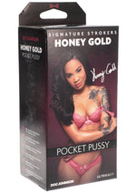 Load image into Gallery viewer, Signature Strokers Honey Gold Ultraskyn Pocket Masturbator - Pussy - Caramel
