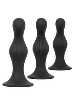 Load image into Gallery viewer, Silicone Anal Ripple Plug Kit - Black - 3 Piece
