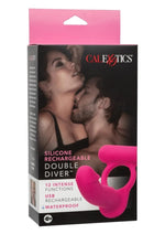 Load image into Gallery viewer, Silicone Rechargeable Double Diver Couples Ring - Pink
