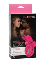 Load image into Gallery viewer, Silicone Rechargeable Dual Butterfly Couples Ring - Pink
