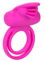 Load image into Gallery viewer, Silicone Rechargeable Dual Clit Flicker Vibrating Cockring Multispeed Waterproof - Pink
