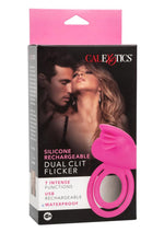 Load image into Gallery viewer, Silicone Rechargeable Dual Clit Flicker Vibrating Cockring Multispeed Waterproof - Pink
