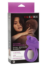 Load image into Gallery viewer, Silicone Rechargeable Dual Rockin Rabbit Multi Speed Cockring Waterproof - Purple
