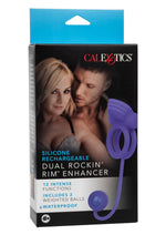 Load image into Gallery viewer, Silicone Rechargeable Dual Rockin Rim Enchancer Cock Ring - Purple
