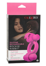 Load image into Gallery viewer, Silicone Rechargeable Rockin&#39; Rabbit Cock Ring - Pink
