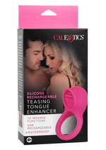 Load image into Gallery viewer, Silicone Vibrating Teasing Tongue Enhancer Cock Ring - Pink
