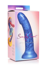 Load image into Gallery viewer, Simply Sweet Metallic Silicone Dildo - Blue - 7in

