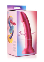 Load image into Gallery viewer, Simply Sweet Metallic Silicone Dildo - Pink - 7in
