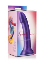 Load image into Gallery viewer, Simply Sweet Metallic Silicone Dildo - Purple - 7in
