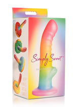 Load image into Gallery viewer, Simply Sweet Ribbed Silicone Rainbow Dildo - Multicolor
